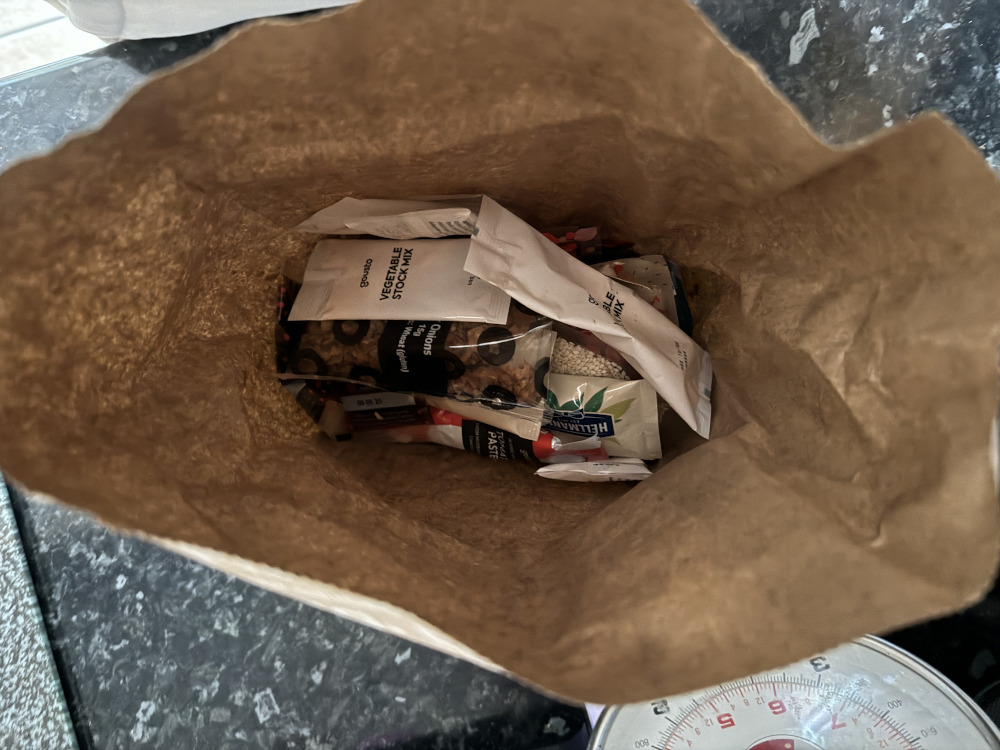 Looking inside the small ingredients bag that comes